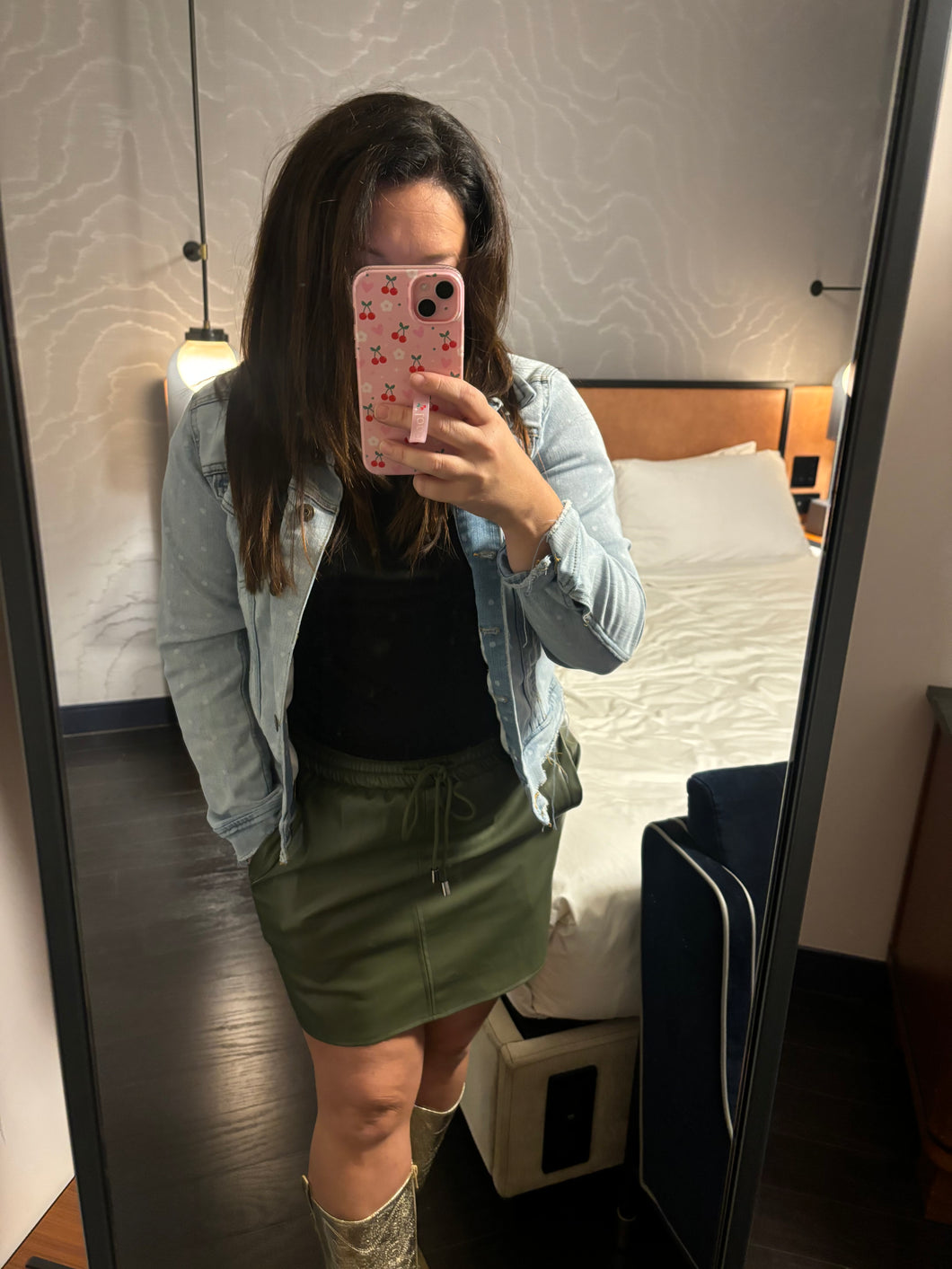 Olive Faux Leather Skirt