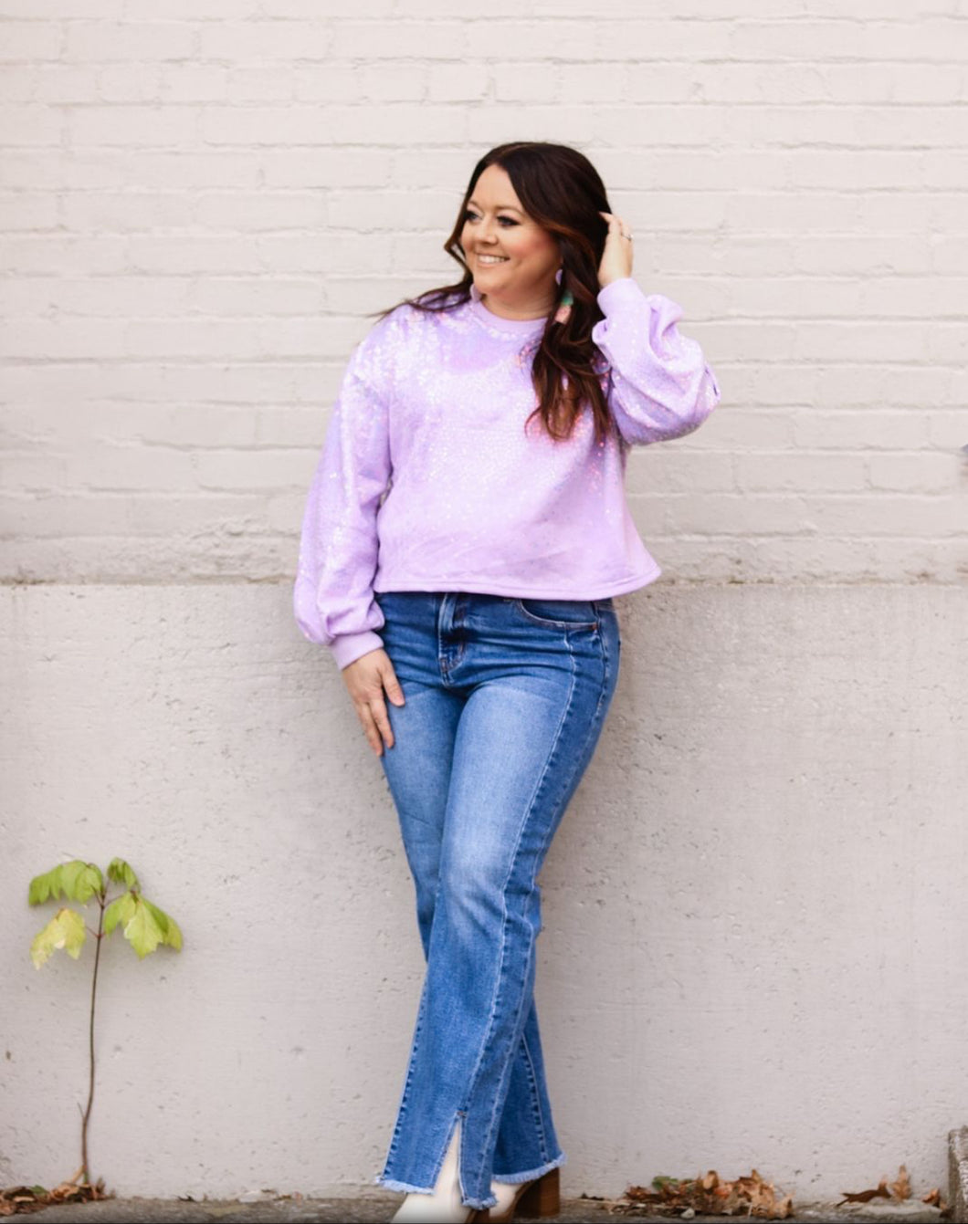 Lavender Cropped Sequin Top