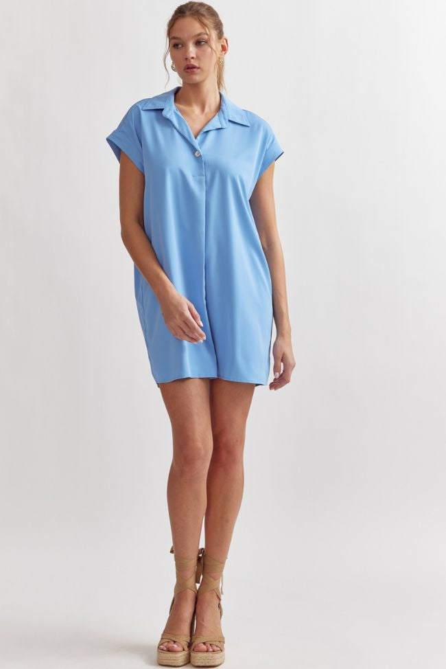 Light Blue Button Dress