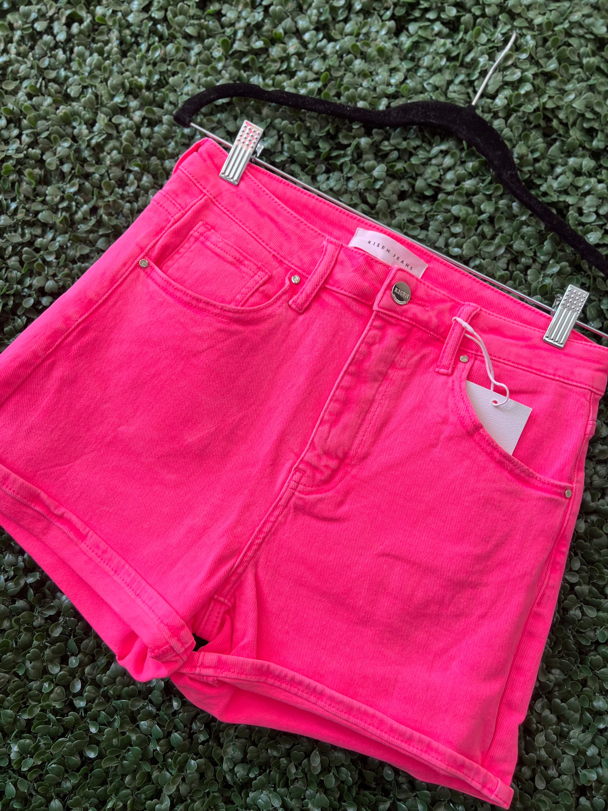 Neon Pink High Rise Shorts SpringValley Boutique